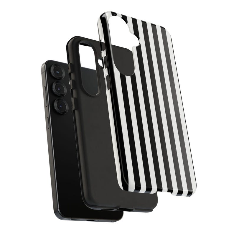 Black Stripes Tough Case, Stylish Phone Case Goth, Trendy Phone Accessory, iPhone 16 15 14 13 12 11 Samsung S25 S24 S23 S22 S21 Google Pixel image 9