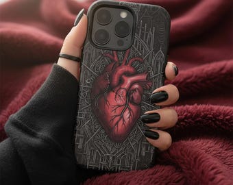 Gothic Anatomical Heart Phone Case | Emo Goth Medical Phone Cover, Iphone 17 16 15 14 13 12 11 Samsung S25 S24 S23 S22 Google Pixel