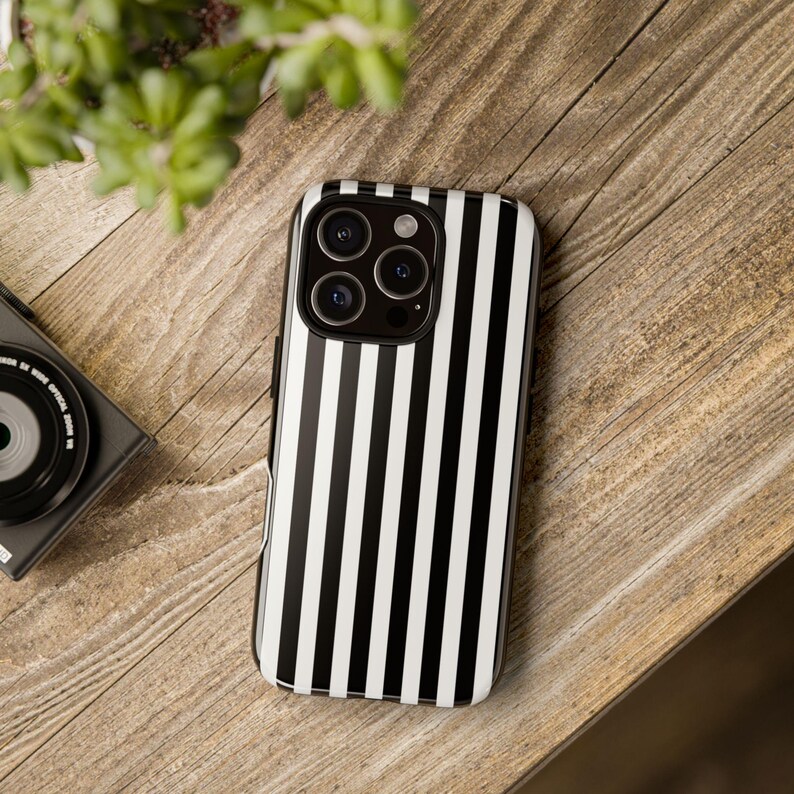 Black Stripes Tough Case, Stylish Phone Case Goth, Trendy Phone Accessory, iPhone 16 15 14 13 12 11 Samsung S25 S24 S23 S22 S21 Google Pixel image 3