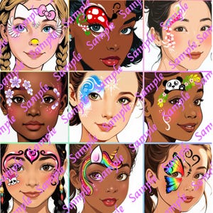 Girly Face Paint Menu – Fun & Colorful Design Board for Face Painters, Printable Download