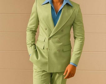 黒のダブルブレストスーツ 結婚式 ディナーパーティー スーツ 彼への