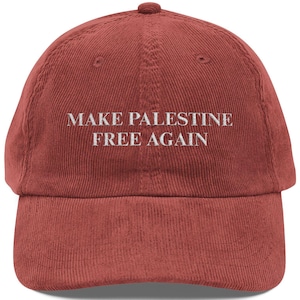 make palestine free again vintage embroidered corduroy cap - maga parody