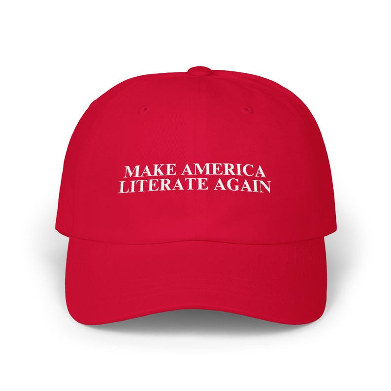Make America Literate Again | MAGA Parody Hat | Available in Red, Navy, Camo, Black, Green image 3