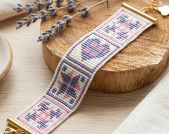 Romantic Purple & Pink Loom Pattern - Miyuki Bead Chart PDF