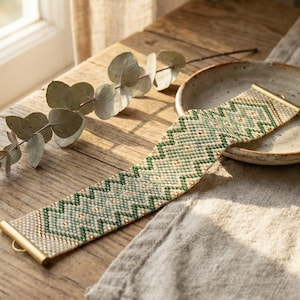 Geometric Zigzag Peyote Pattern - Sage Green Miyuki Bracelet PDF