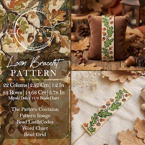 Eiche Blatt & Eichel Loom Pattern - Botanischer Wald Miyuki Armband PDF