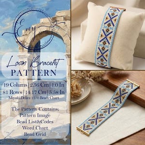 Mediterranean Blue Loom Pattern - Greek Style Geometric Miyuki Bracelet PDF