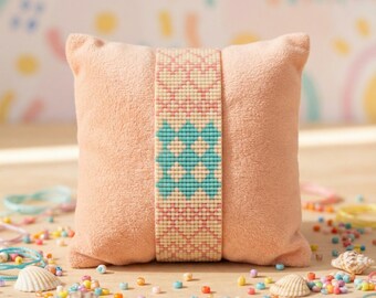 Minimalist Heart Loom Pattern - Teal & Pink Miyuki Bracelet PDF