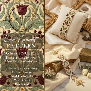Vintage Tulip Miyuki Loom Pattern - Art Nouveau Beadwork Chart PDF
