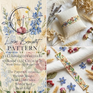 Mönster med vildblommigt Miyuki-mönster | Armbandsdesign med blommig vävstol i PDF-format