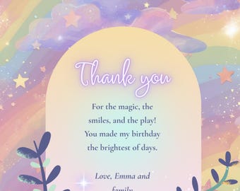Notas de agradecimiento editables en tonos pastel / Tarjetas de agradecimiento / Nota mágica / Descarga imprimible de Canva / Papelería personalizada / Agradecimiento de cumpleaños