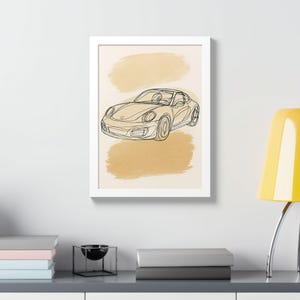 Framed Poster, Multi-Color - Porsche Wall Art, Car Lover Gift, Automotive Decor, Racing Enthusiast, Garage Decor, Man Cave Sign