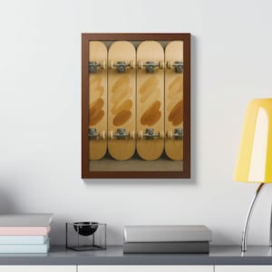 Póster enmarcado con estampado de patineta, arte de pared multicolor, decoración con estampado de patineta, obra de arte de patineta, decoración de pared de patineta, regalo de patineta