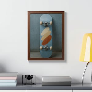 Poster encadré imprimé skateboard, oeuvre d'art murale multicolore - cadeau skateboard, déco skateboard, déco chambre d'ado, déco murale urbaine, chambre de sport