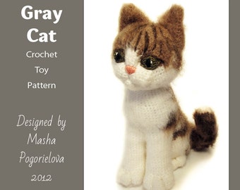 Grey Cat - pdf crochet toy pattern (amigurumi kitten pattern)