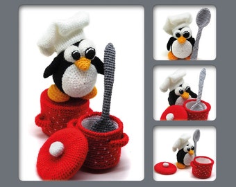 Penguin Cook - pdf crochet toy pattern - amigurumi pattern - photo tutorial NEW