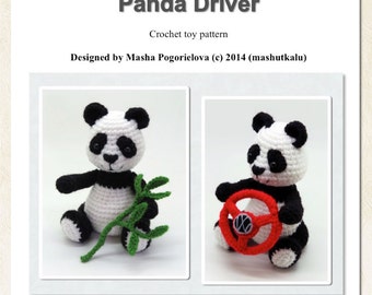Panda Driver - pdf crochet toy pattern - amigurumi bear pattern - New tutorial