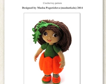 Pumpkin Doll pattern - pdf crochet toy amigurumi tutorial