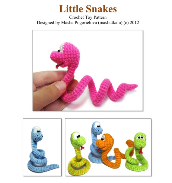 Little Snake - pdf crochet toy pattern - amigurumi pattern - photo tutorial