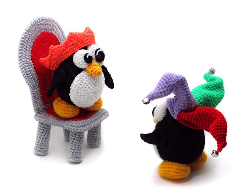 King and Jester Penguins amigurumi pattern crochet toy pattern NEW pdf photo tutorial
