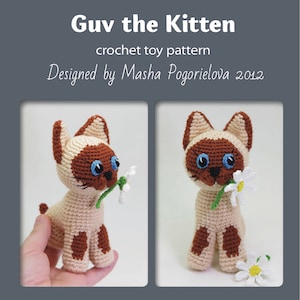 Guv the Kitten - pdf crochet toy pattern - siamese cat amigurumi pattern