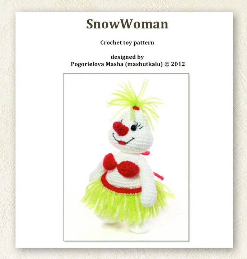 Snowwoman pdf crochet toy pattern amigurumi snowman pattern tutorial image 1