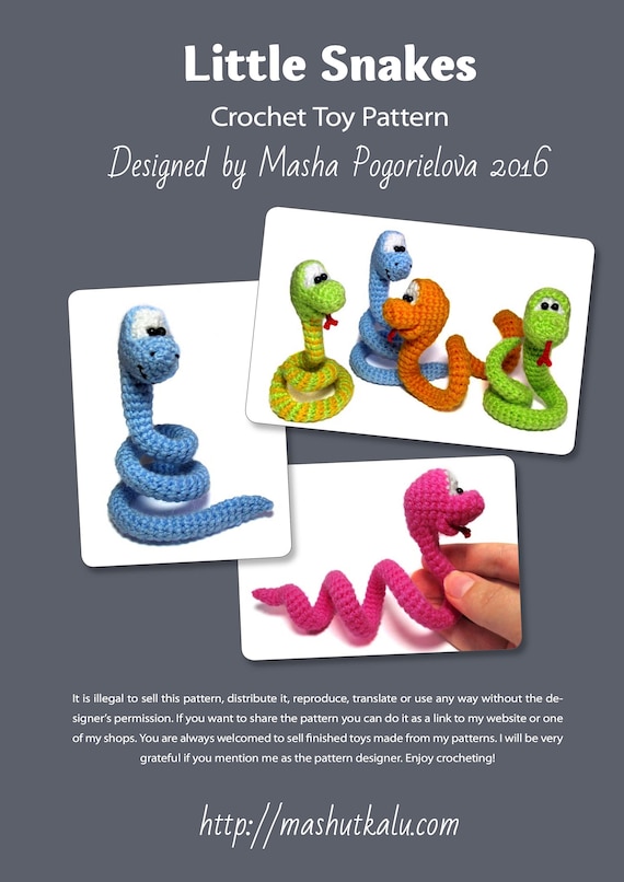 Little Snake - pdf crochet toy pattern - amigurumi pattern - photo tutorial