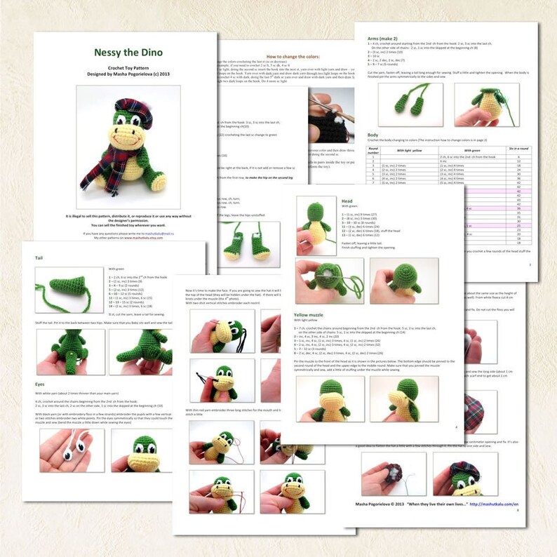 Baby the Dino - pdf crochet toy pattern - amigurumi photo tutorial bild 2