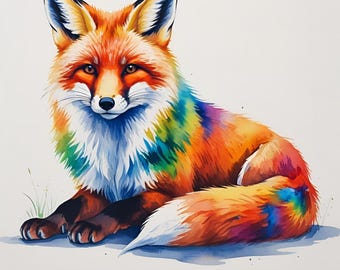 Colourful Fox Print, Modern Farmhouse Decor (Digital Download)