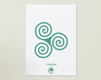 Keltiskt triskelion konsttryck – Irländsk dekor (digital nedladdning)