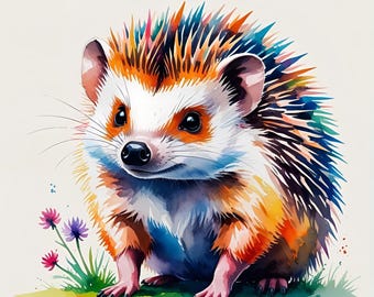 Hedgehog Digital Print | Áit Álainn Colour Wall Art | A4 A3 A2 | Digital download