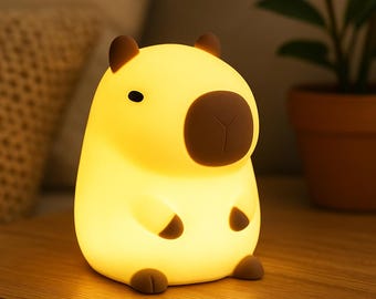 Capybara LED Night Light – Soft Rechargeable Touch Lamp for Kids, Timer & Squishy Silicone