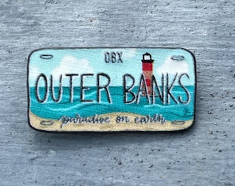 Outer Banks OBX  Beach Carolina License Plate Needle Minder