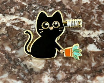 Confused Cat Enamel Needle Minder