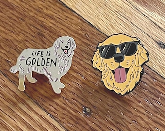 Life is Golden Cool Retriever Dog Enamel Needle Minder Pin