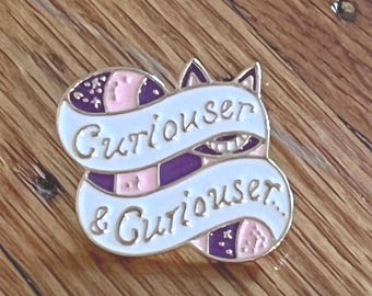 Curiouser and Curiouser Alice in Wonderland Enamel Needle Minder | Lapel Pin