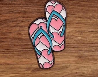 Enamel Flip Flop Hearts Needle Minder: Summer Vibes