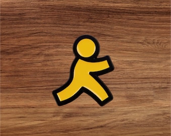 AOL AIM Instant Messenger Man Enamel Needle Minder Pin