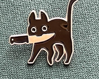 Stabby Cat Enamel Needle Minder