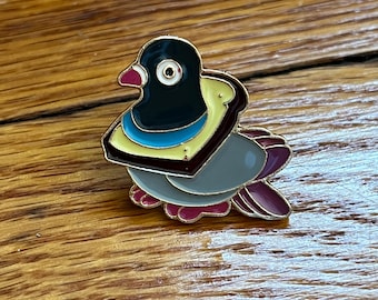 Chubby Snack Pigeon Enamel Needle Minders | Pin | Magnet