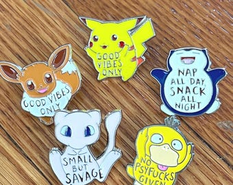 Pokémon Personality Funny Needleminder Cross Stitch Needlepoint Embroidery | psyduck pikachu eevee snorlax