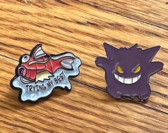 Trying My Best Magicarp Gengar Funny Needleminder Cross Stitch Needlepoint Embroidery