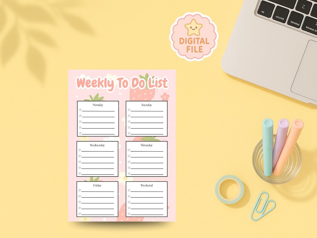 Cute Weekly to Do List Printable | Kawaii Pastel Task Organizer PDF ...