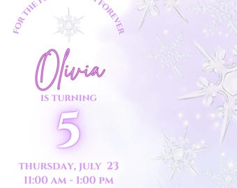 Editable Frozen Birthday Invitation Template, Custom Digital Anna Elsa Invite, Frozen Girl Party Canva Design, Printable PDF Download