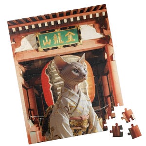 Cat-Themed Puzzle Art for Relaxation, Fun Gift, Home Decor, Cat Lover Gift, Family Game Night