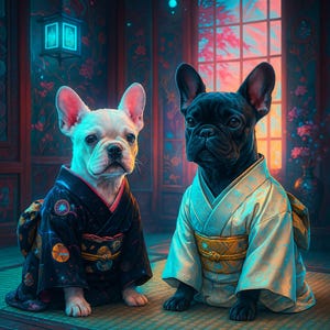 Japanese Kimono Dog French Bulldog Puzzle, 110-1014 Piece Jigsaw Puzzle, Gift for Dog Lovers, Fun for Puzzle Night, Unique Home Decor