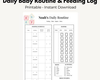 Baby Feeding & Routine Tracker Printable | Newborn Schedule (instant ...