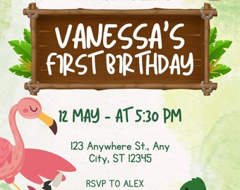 Kids safari birthday invitations