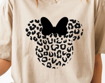 Leopard Print Minnie Mouse Shirt, Cute Disney Mom Shirt, Leopard Minnie Ear Shirt, Leopard Women Shirt, Disney Family Vacation Shirts