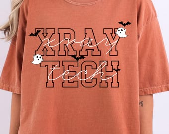 Xray Tech Halloween Shirt, Comfort Colors® Xray Tech Shirt, Halloween X-ray Technologist Tshirt, Spooky Radiology Department, Ghost Bats Tee